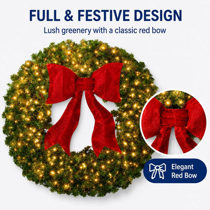 Aptliton Corona de Navidad preiluminada de 48 pulgadas, 200 luces L...