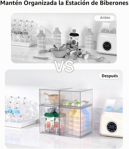 Vtopmart Juego de 8 cajones de almacenamiento apilables transparent...