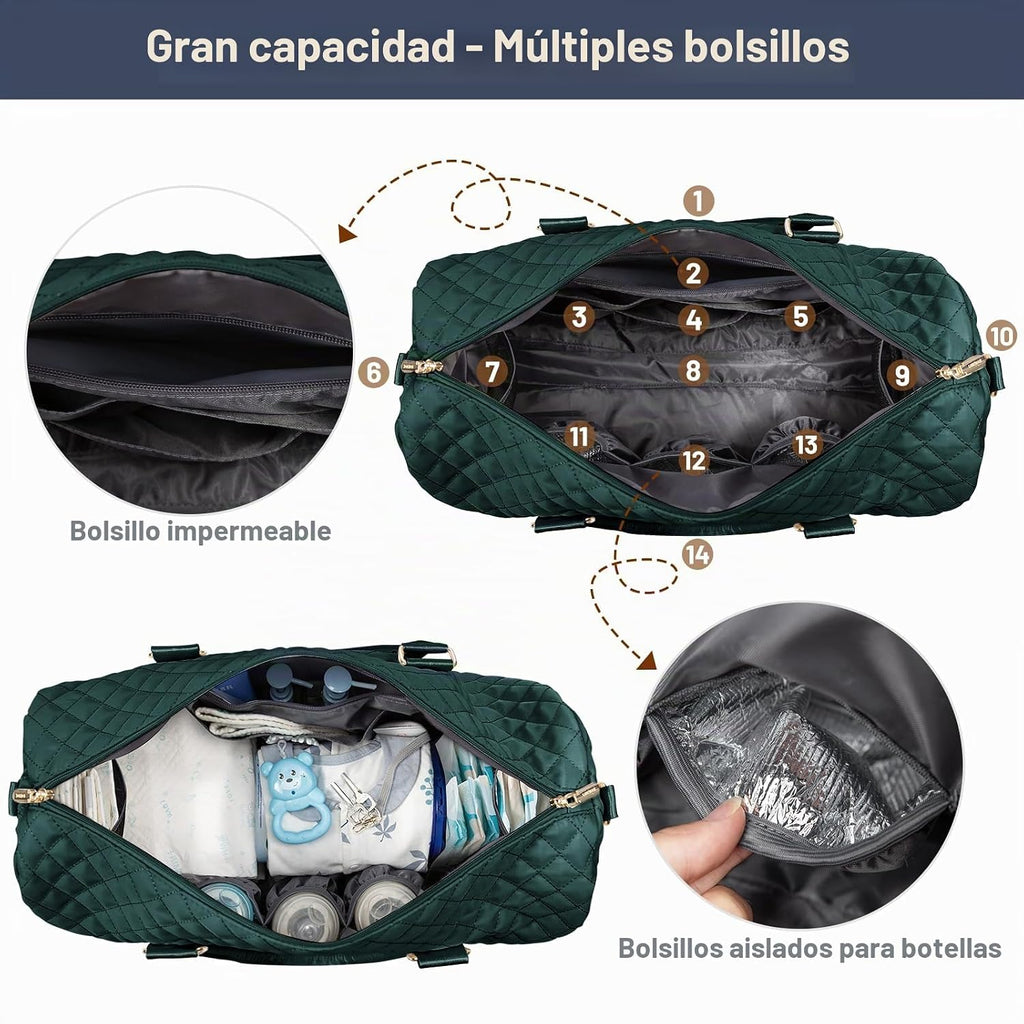 LOVEVOOK - Bolso para pañales con estuche para chupete y cambiador,...