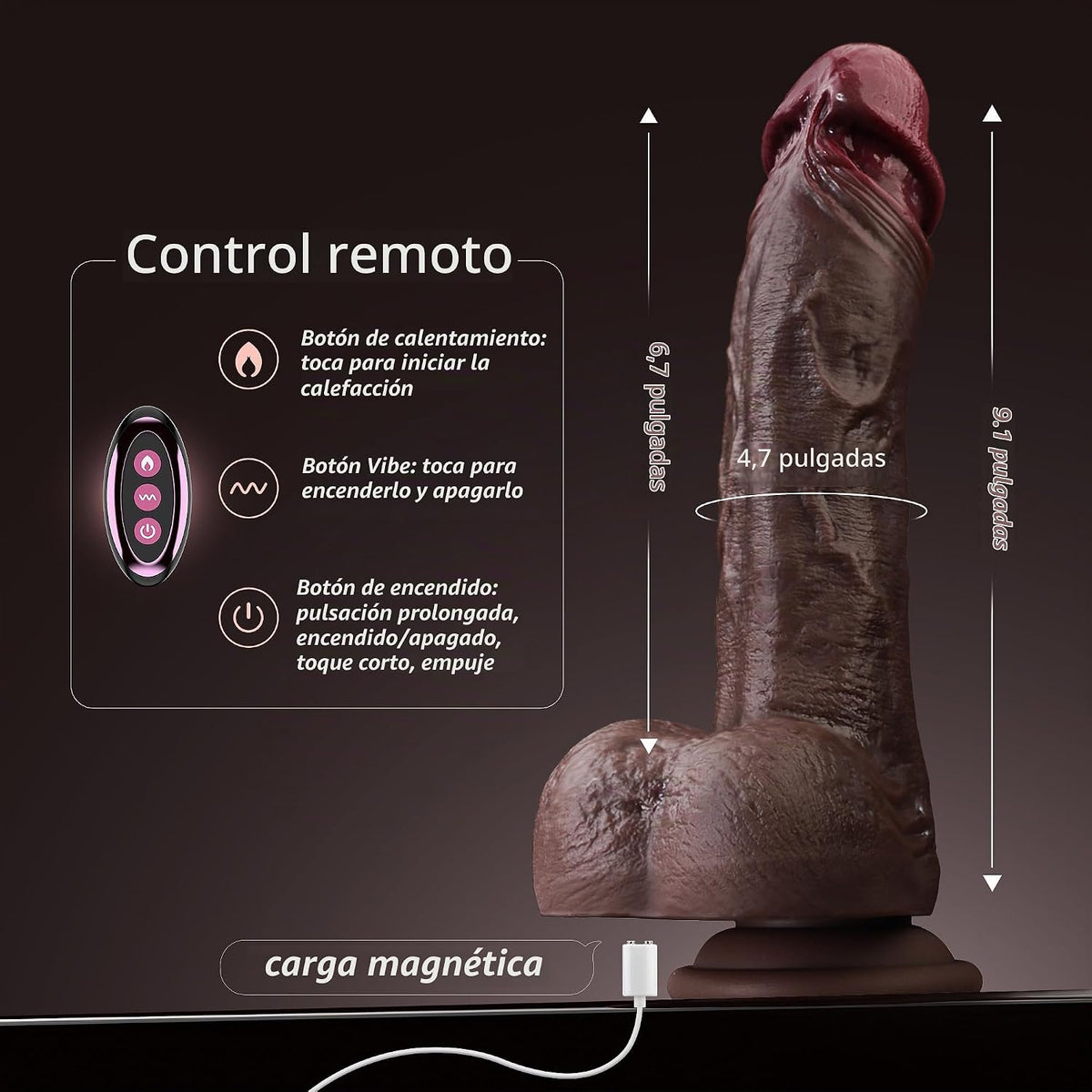 KOXTEN 9" vibrador negro del consolador de empuje, consolador a...