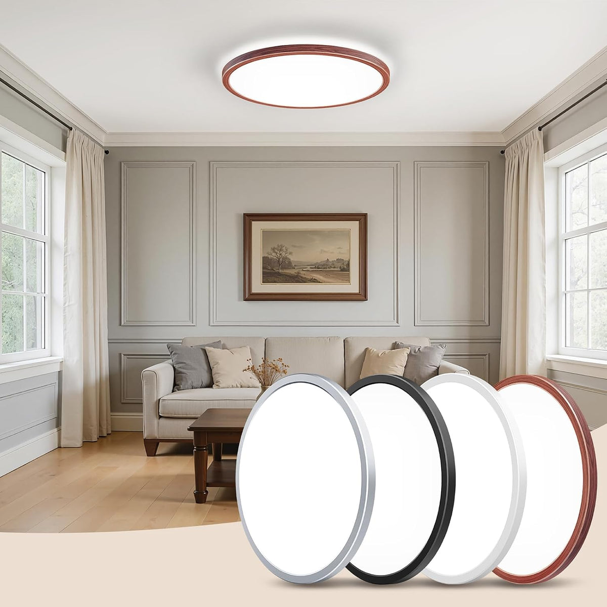 BLNAN Lámpara de techo LED regulable con control remoto, 12 pulgada...