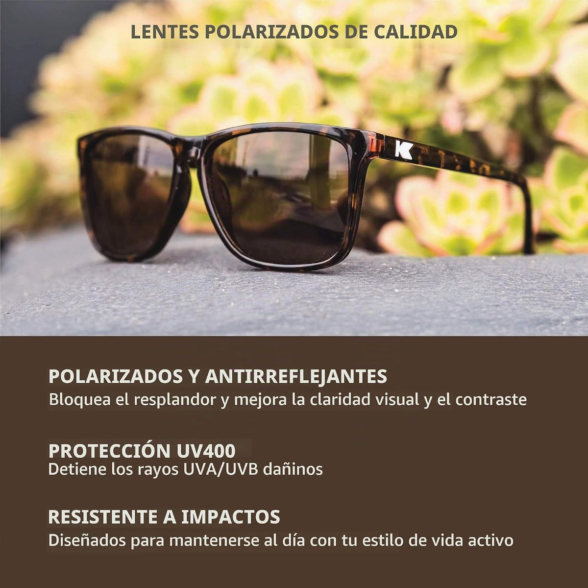 Knockaround Gafas de sol polarizadas cuadradas para hombres y mujer...
