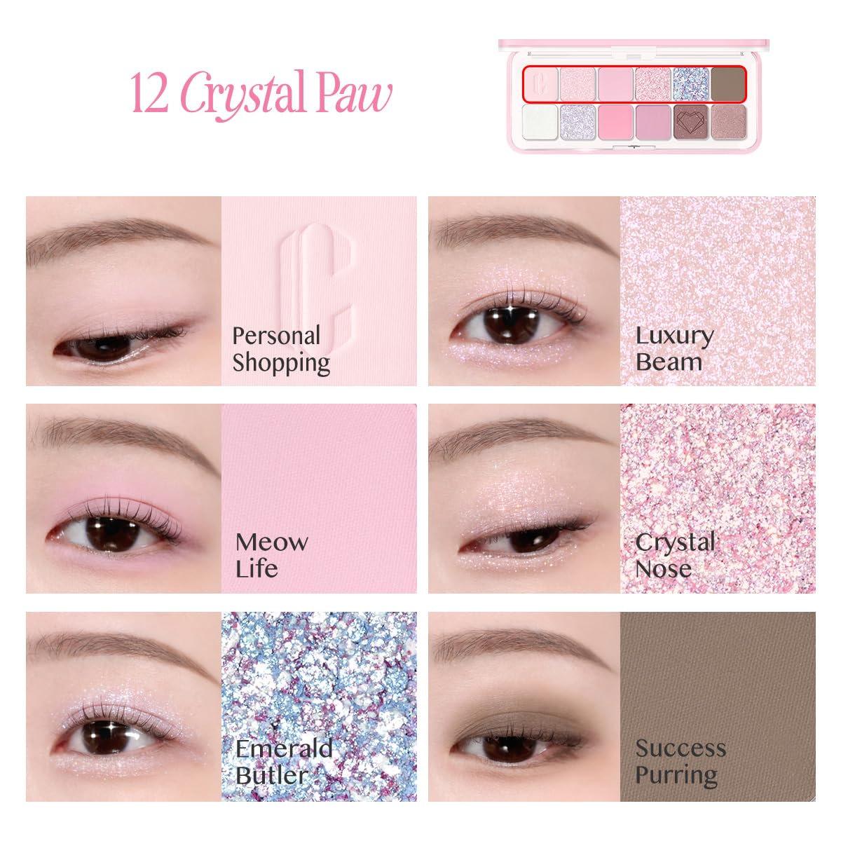 CLIO Pro Paleta de ojos de aire, 12 colores mate y brillante, color...