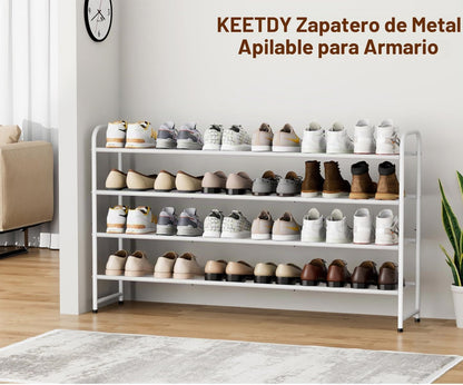 KEETDY Zapatero largo de 4 niveles para el suelo del armario, ampli...
