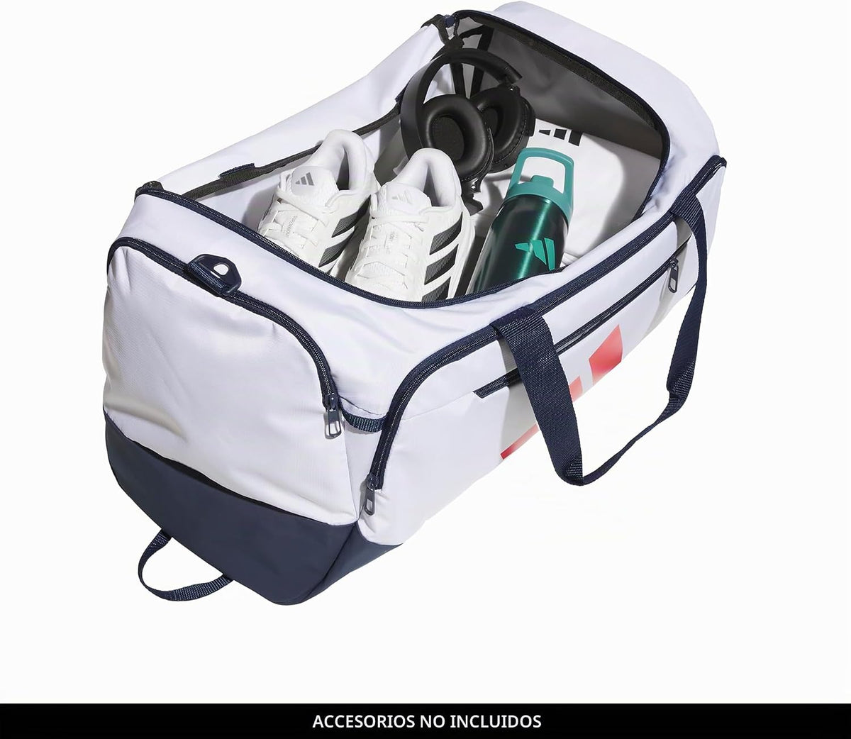 adidas Bolsa de lona Defender, Blanco\/Índigo Nocturno\/Rojo Rubí P...