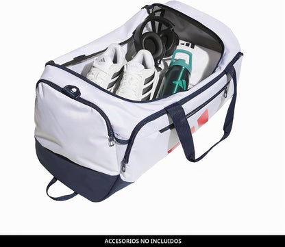 adidas Bolsa de lona Defender, Blanco\/Índigo Nocturno\/Rojo Rubí P...