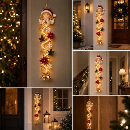 2 colgadores de puerta de Navidad iluminados con muñeco de nieve, l...