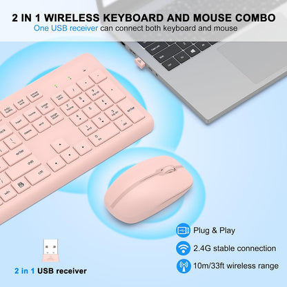 Combo de Teclado y Ratón Inalámbrico, Teclado y Ratón Ergonómico Si...