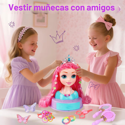 Kryonixty Cabeza de muñeca 4 en 1 para peinar el cabello para niños...