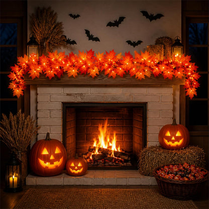 Decoraciones de otoño para el hogar, guirnalda de otoño enchufable...