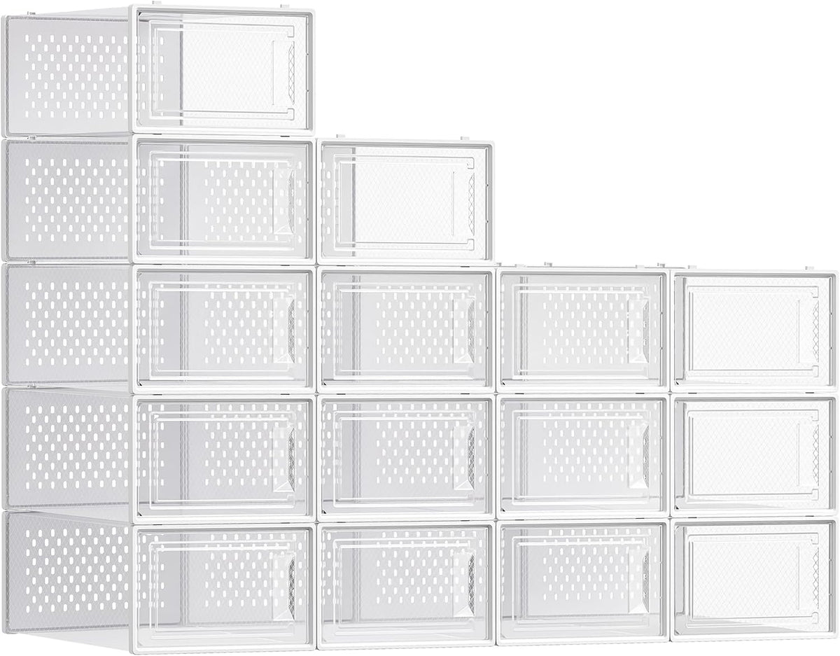 SONGMICS Cajas de zapatos, caja de plástico transparente, paquete d...