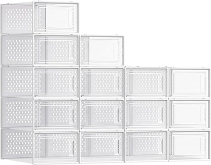 SONGMICS Cajas de zapatos, caja de plástico transparente, paquete d...