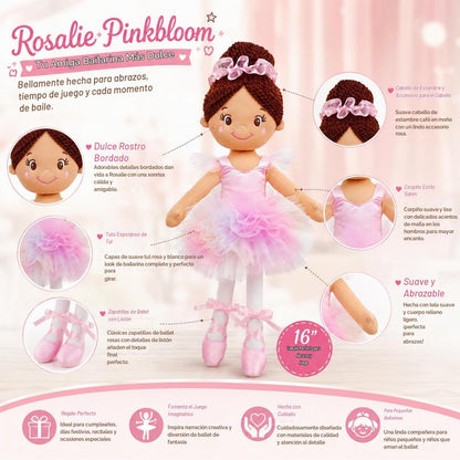 June Garden Rosalie Pinkbloom - Muñeca de peluche de bailarina, tut...