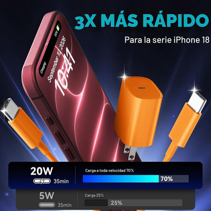Cargador para iPhone 18 17 16 Pro Max Carga rápida, Cargador USB C...