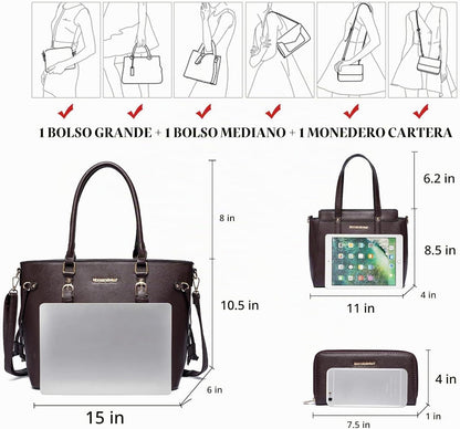Montana West - Juego de 3 piezas de bolsos para mujer: bolso de man...