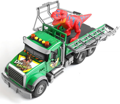 Dwi Dowellin Transportador de camiones de juguete con dinosaurio pa...