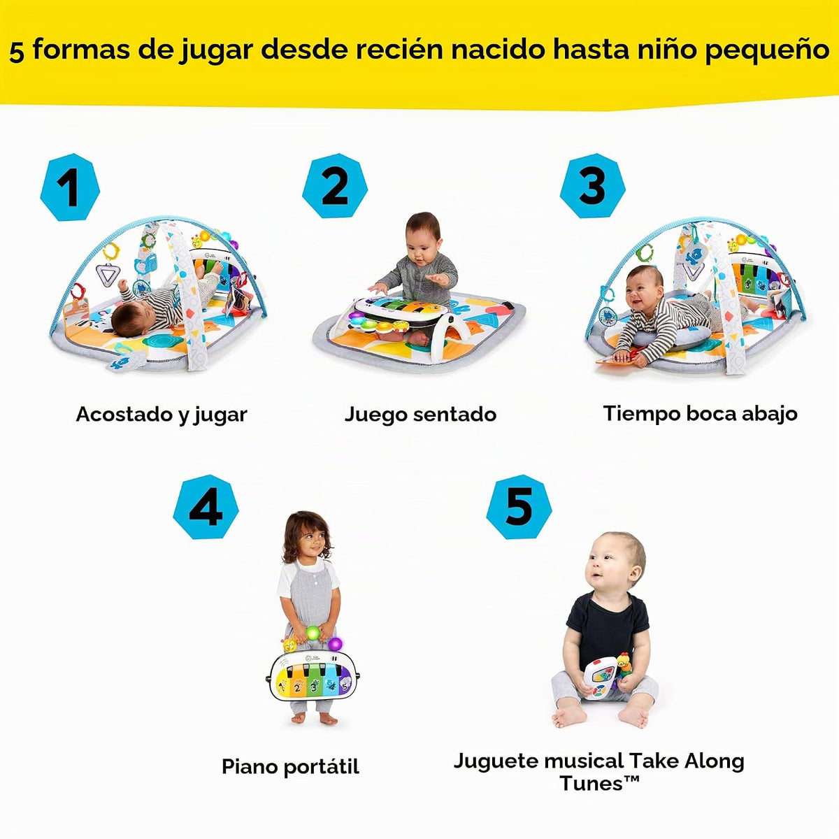 Baby Einstein Kickin Tunes - Paquete 5 en 1, gimnasio de descubrimi...