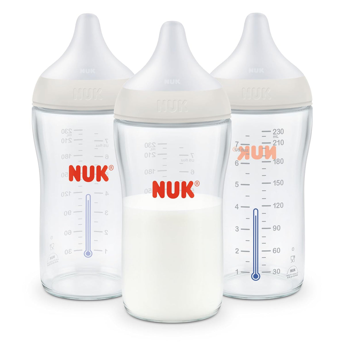 NUK Perfect Match - Biberón de cristal de transición natural, 8 onz...