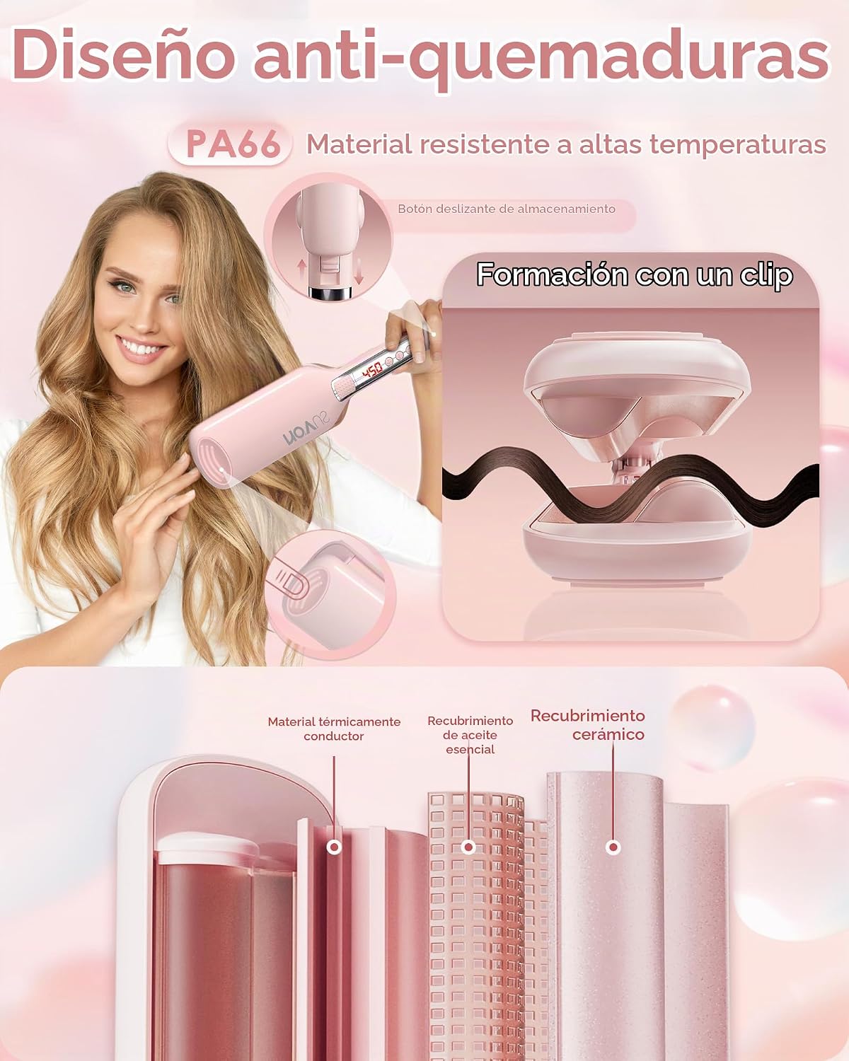 NOVUS Rizador de ondas de playa de 1.1 pulgadas para mujer, crimpad...