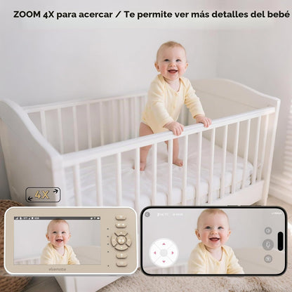 ebemate Monitor de video para bebés con cámara y audio, pantalla IP...