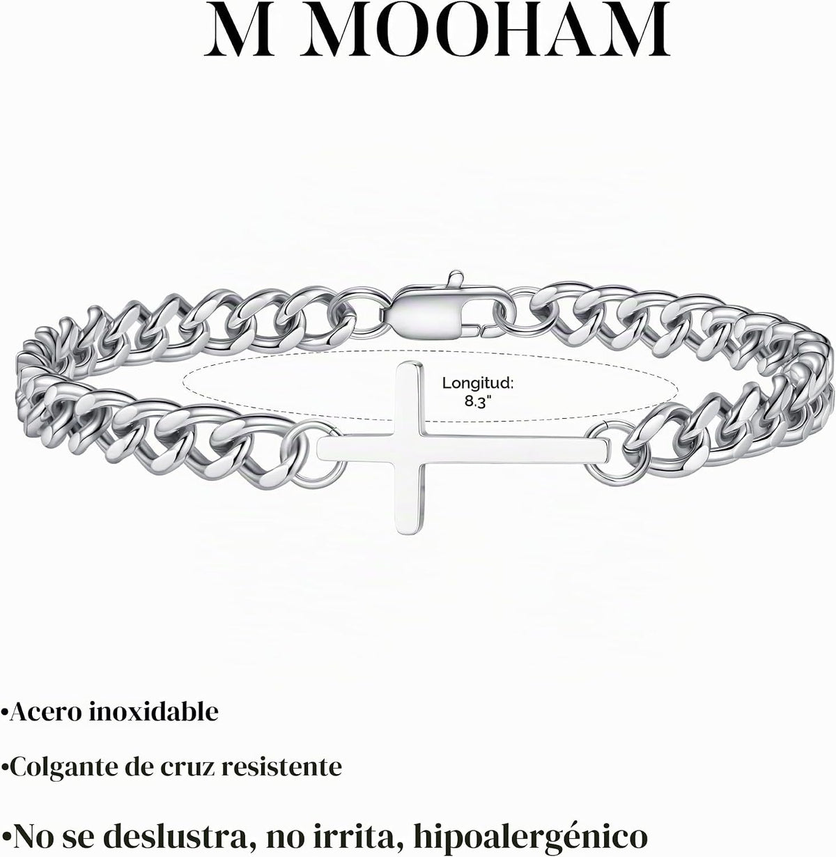 M MOOHAM Pulsera de cruz chapada en oro\/plata de 14 quilates para...
