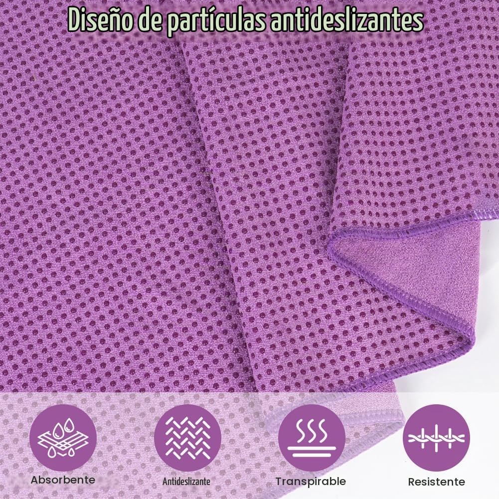 flintronic Toalla de yoga, toalla de esterilla de yoga con puntos d...