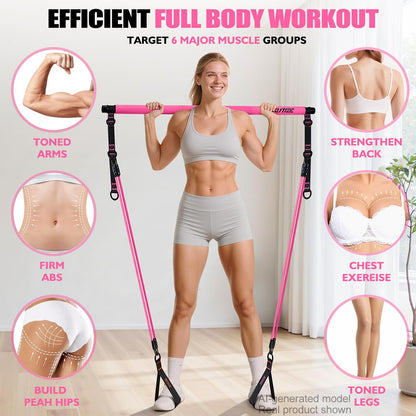 KUTIZE Kit de barra de pilates con bandas de resistencia, equipo de...