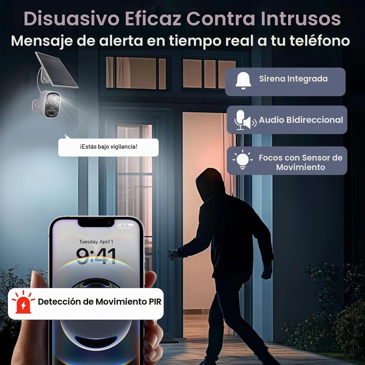 Paquete de 2 cámaras de seguridad solar 2.4G y 5G inalámbricas para...
