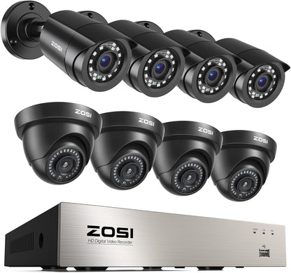 ZOSI Sistema de cámara de seguridad para el hogar de 8 canales para...