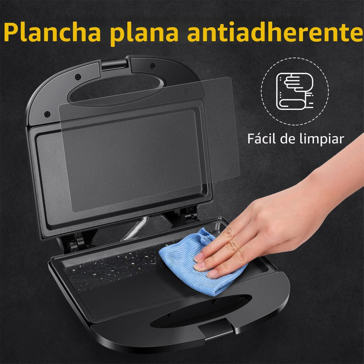 Aigostar Tostadora de Sándwich con Superficie de Parrilla Profunda...