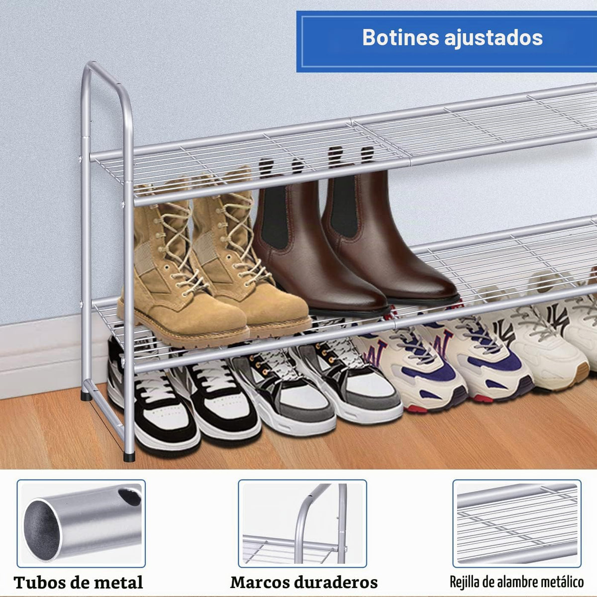 KEETDY - Estante para zapatos de 2 niveles largo para clóset, organ...