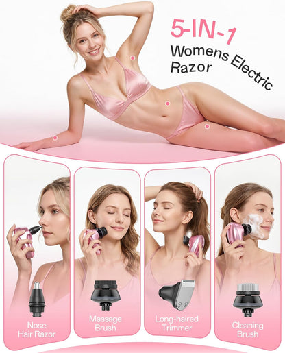 Maquinillas de afeitar eléctricas 5 en 1 para mujer, afeitadora de...