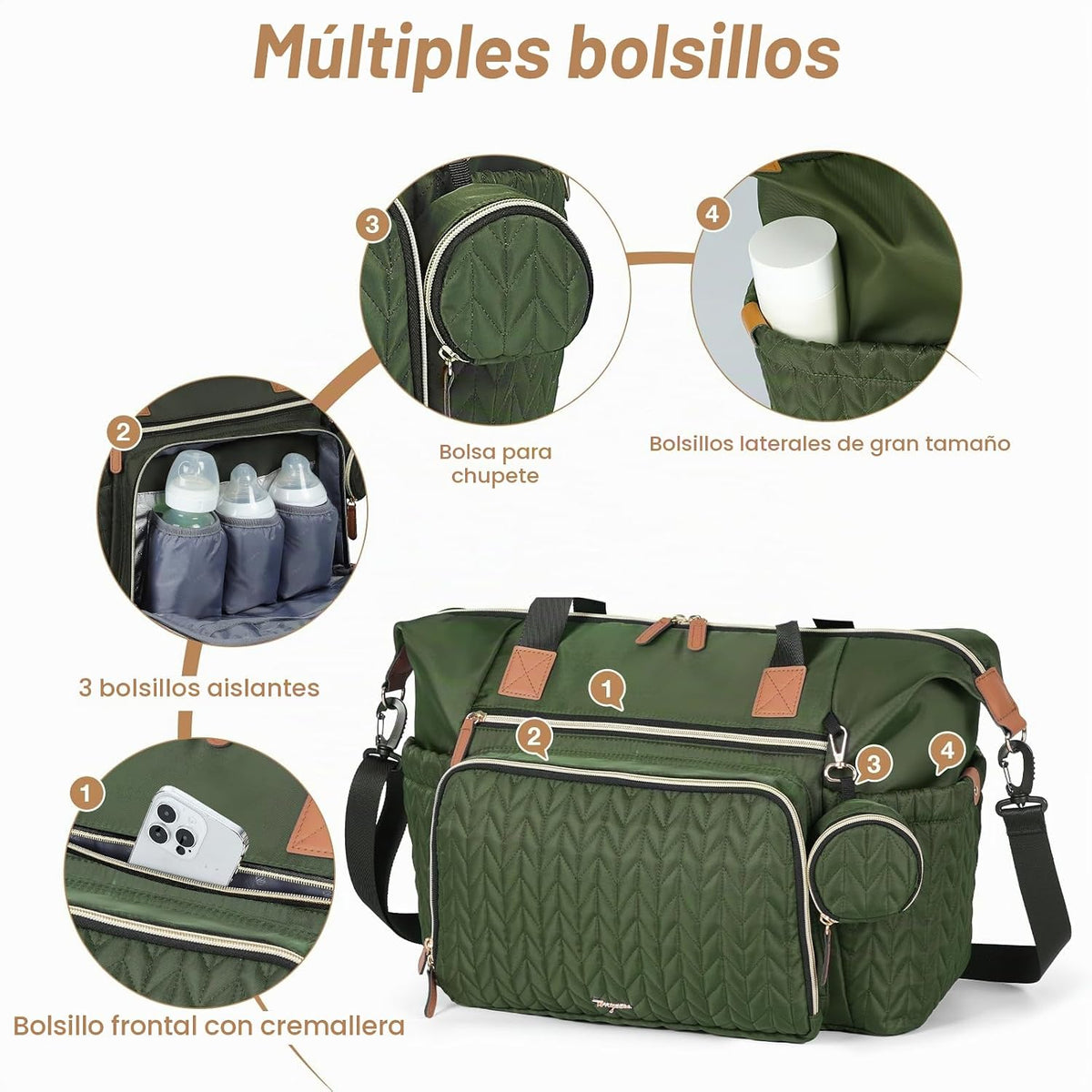 Tonyeee Bolsa de Pañales Tipo Tote, Bolsas Grandes para Pañales de...