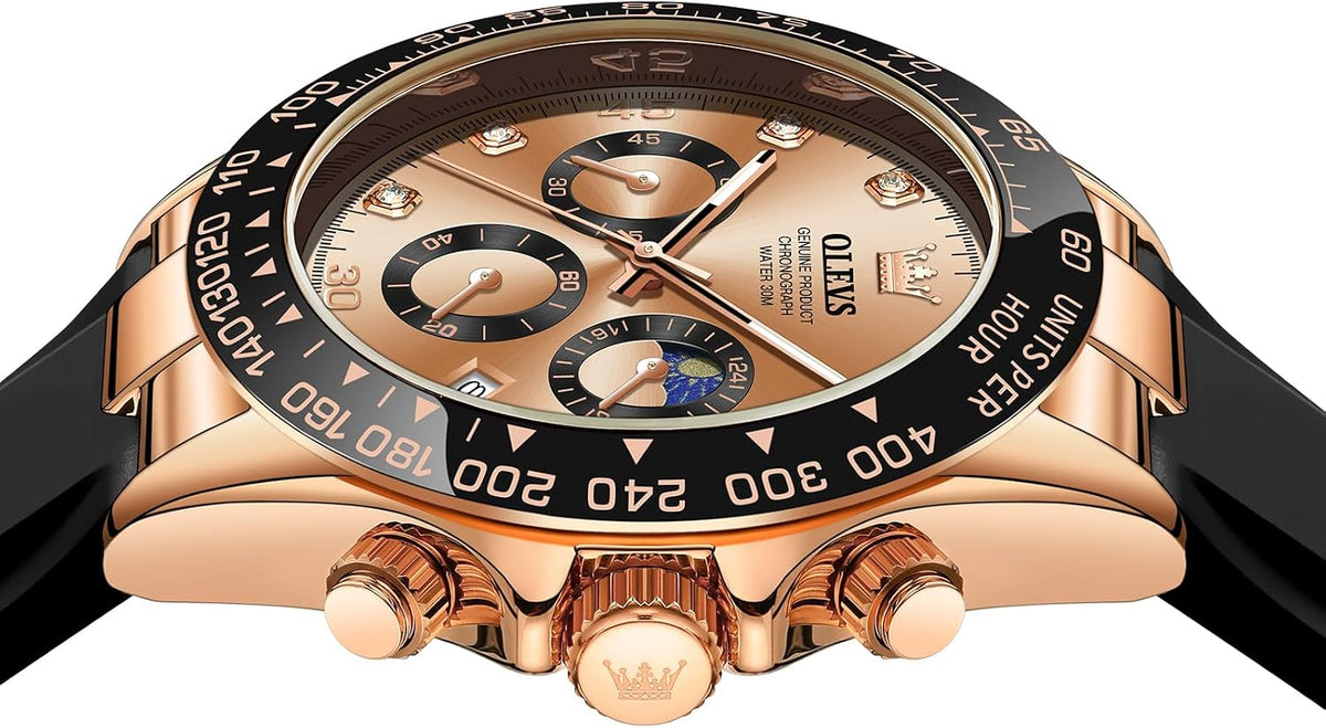 OLEVS Relojes de pulsera analógicos de cuarzo para hombre, cronógra...
