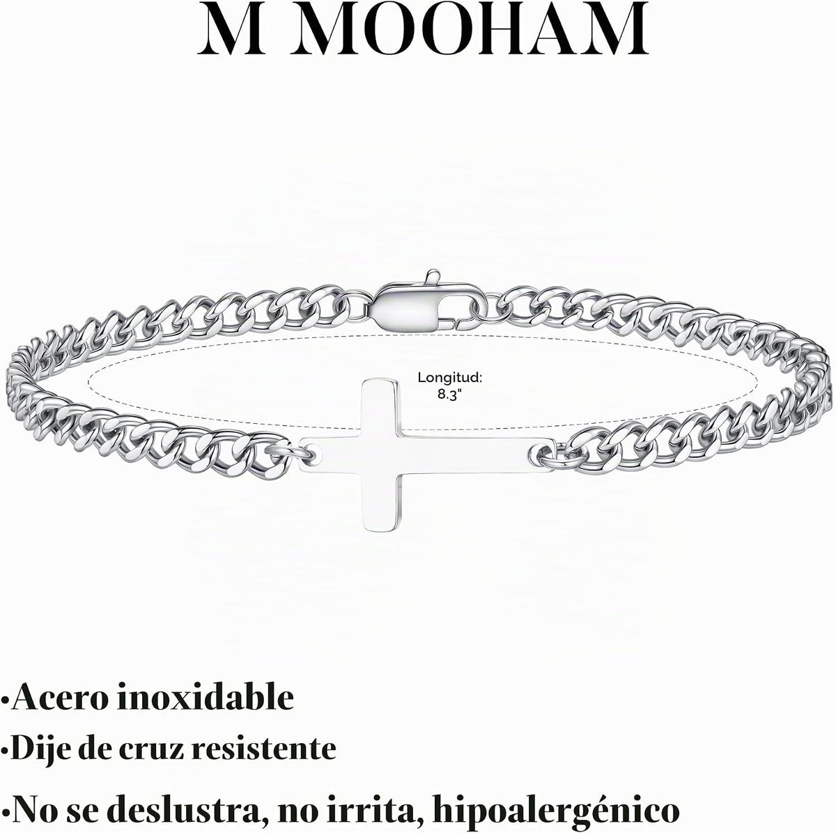 M MOOHAM Pulsera de cruz chapada en oro\/plata de 14 quilates para...