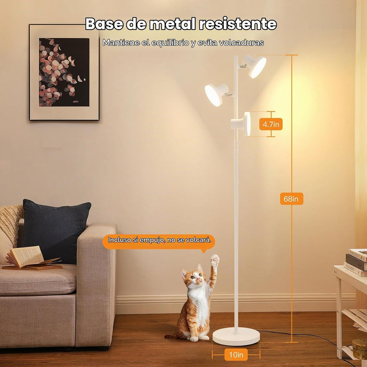 SIBRILLE Lámpara de pie LED de árbol de 36W, lámpara de pie ajustab...