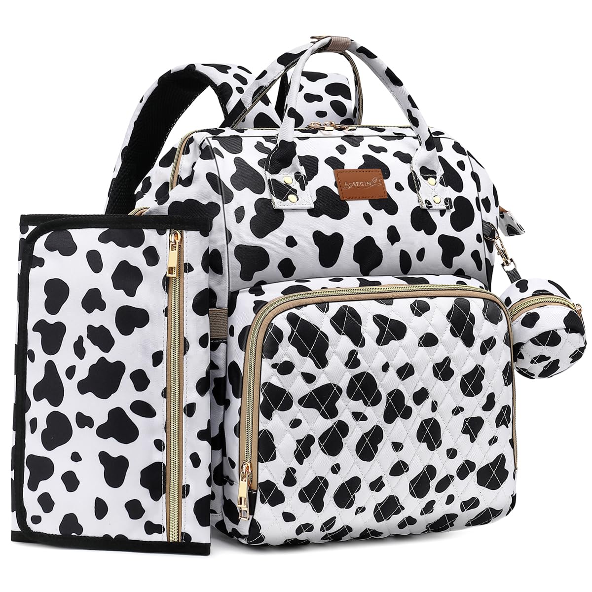 ROSEGIN Mochila para pañales con cambiador, funda para chupete, bol...
