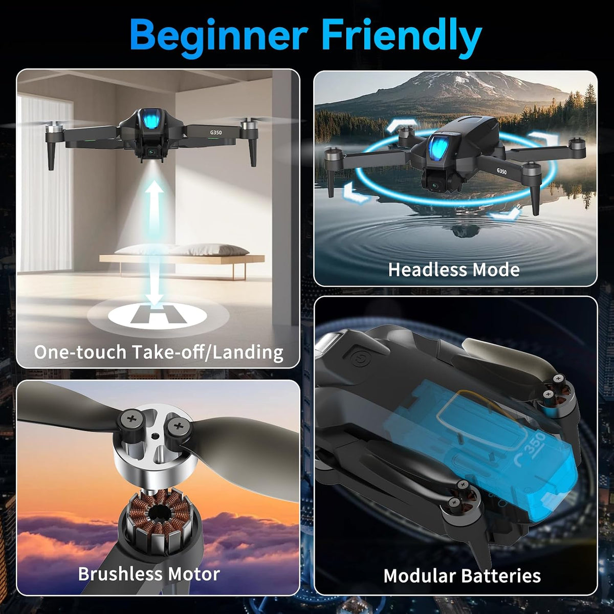 Dron con cámara 4.5 "pantalla LCD en el controlador, Drone con...