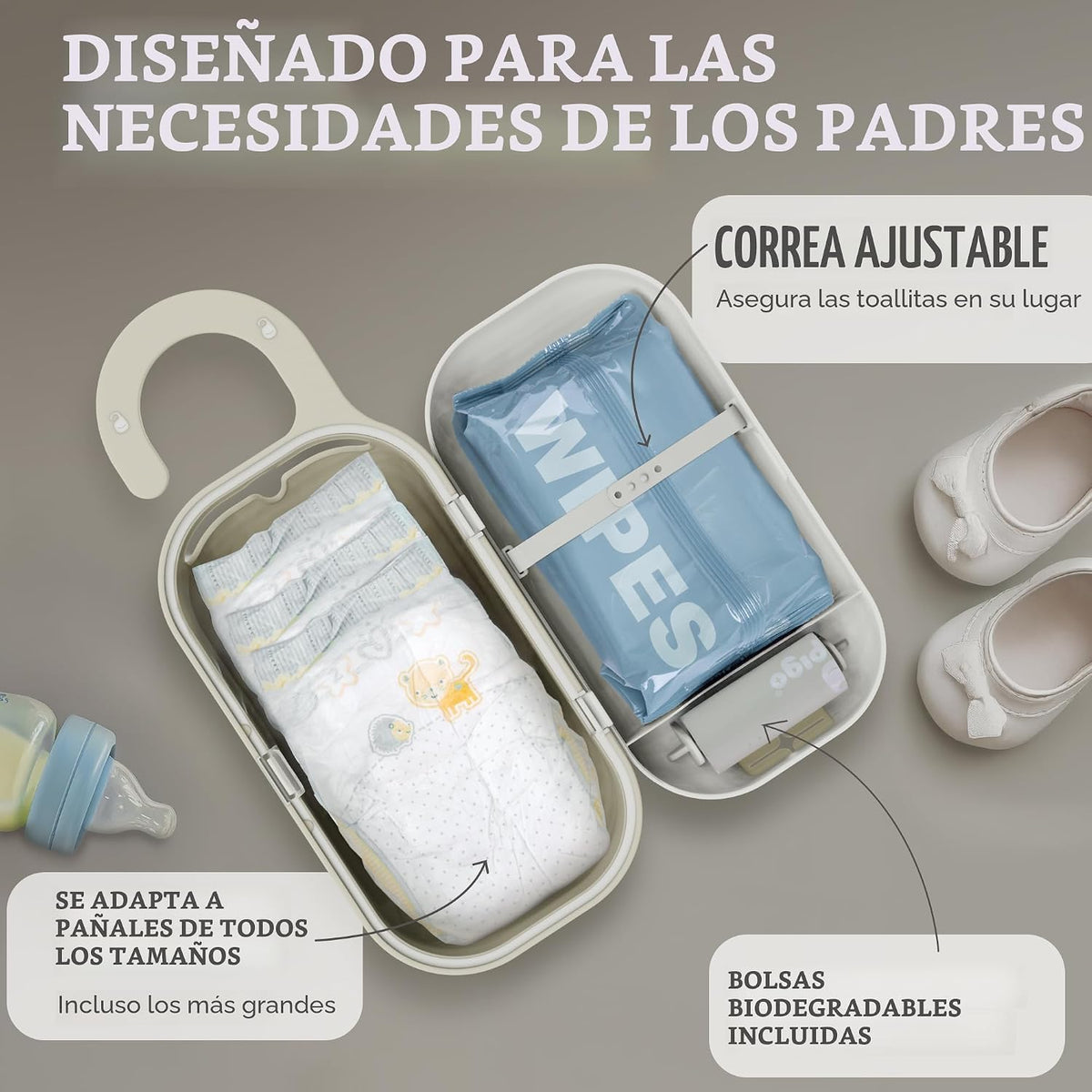keepigo Dispensador de toallitas para pañales | Organizador portáti...