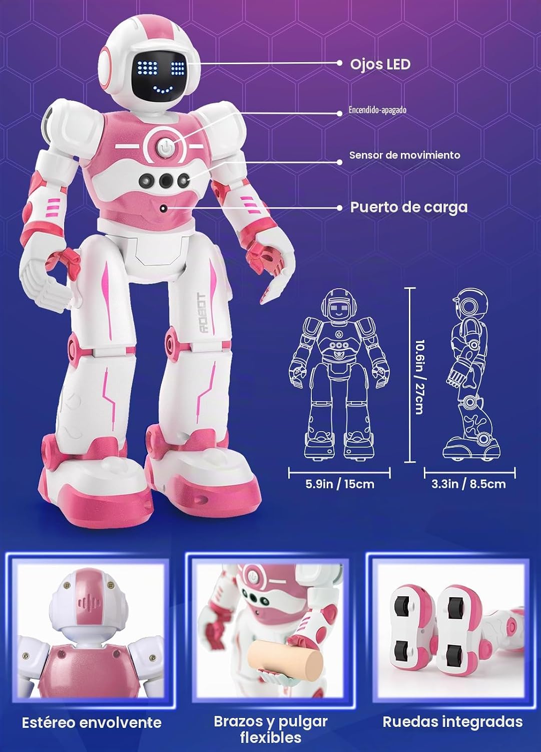 EduCuties Robot Juguetes para niños, robots recargables de control...