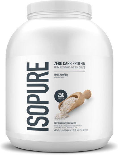 Isopure Proteína aislada de suero de carbohidratos en polvo, sin sa...