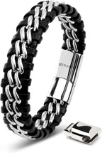 SERASAR | Pulsera de cuero genuino de primera calidad [acero] para...