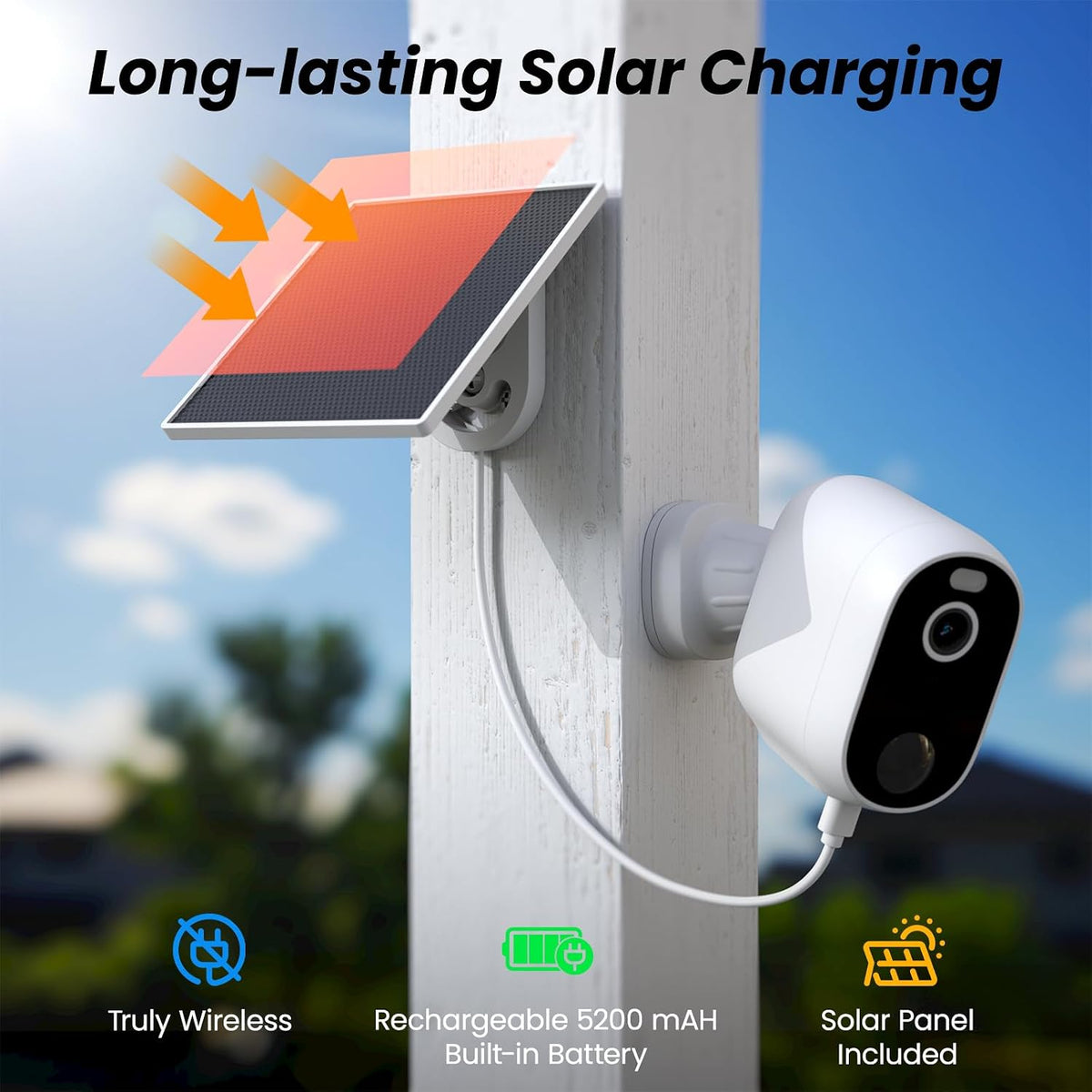 INFIYA Cámara solar 2K inalámbrica para exteriores, paquete de 2, c...