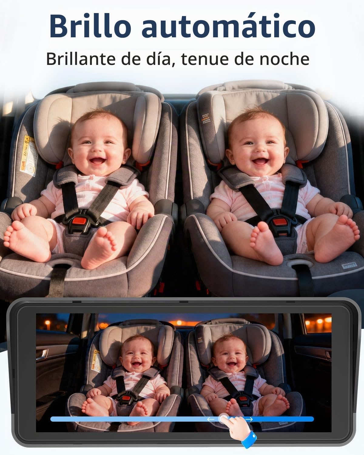 Cámara para coche de bebé para 2 niños para asiento: pantalla ultra...