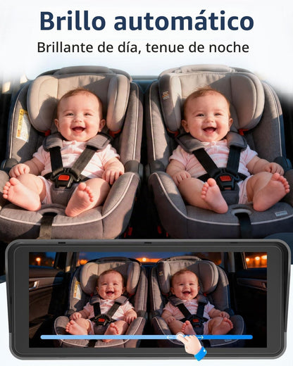 Cámara para coche de bebé para 2 niños para asiento: pantalla ultra...