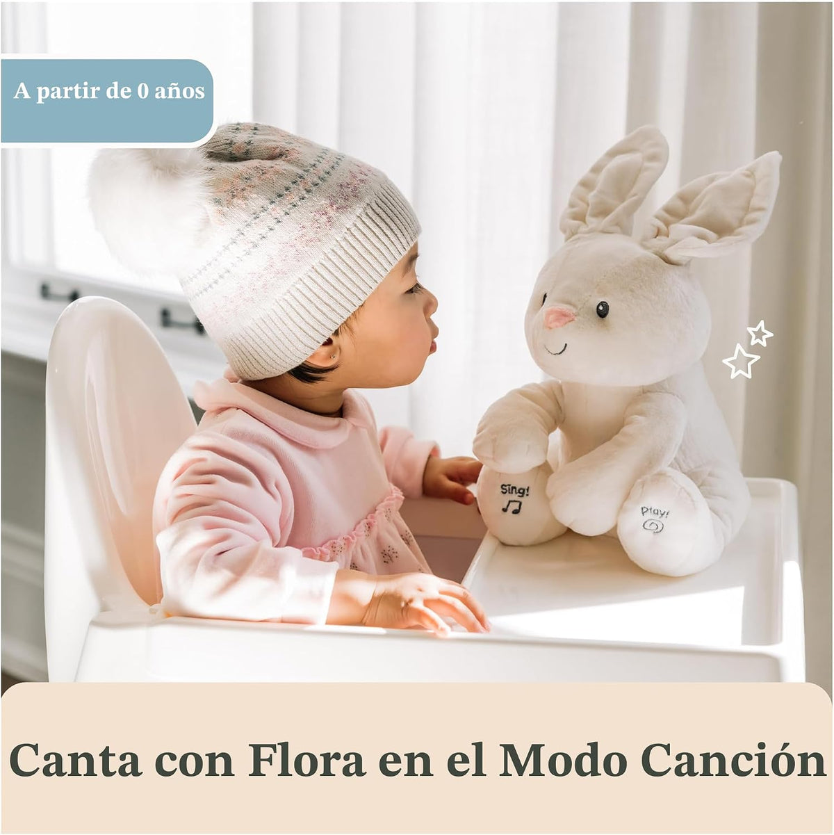 GUND Baby Flora Bunny Juguete musical interactivo animado para bebé...