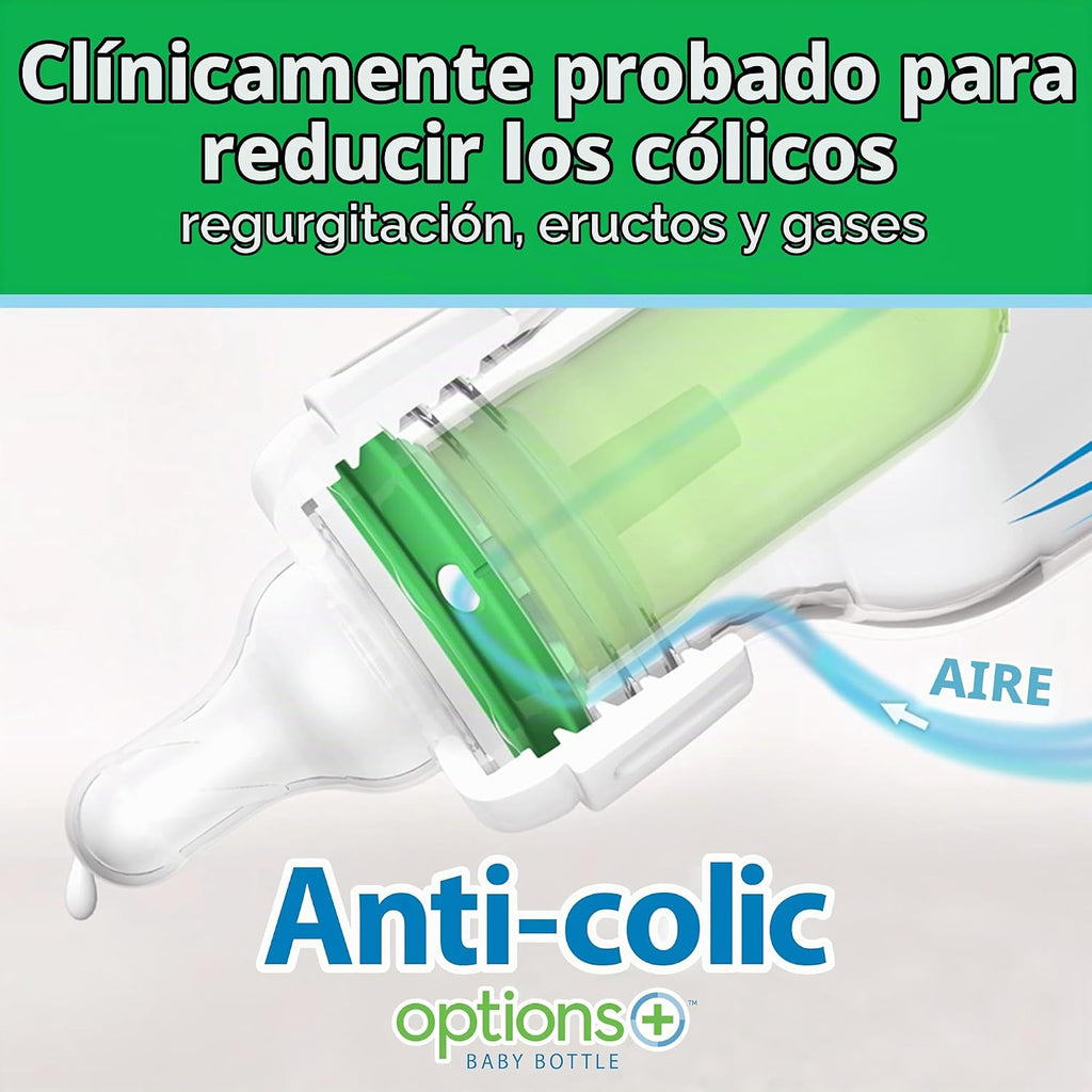 Dr. Brown's Anti-Colic Options+ - Biberón de vidrio estrecho |...