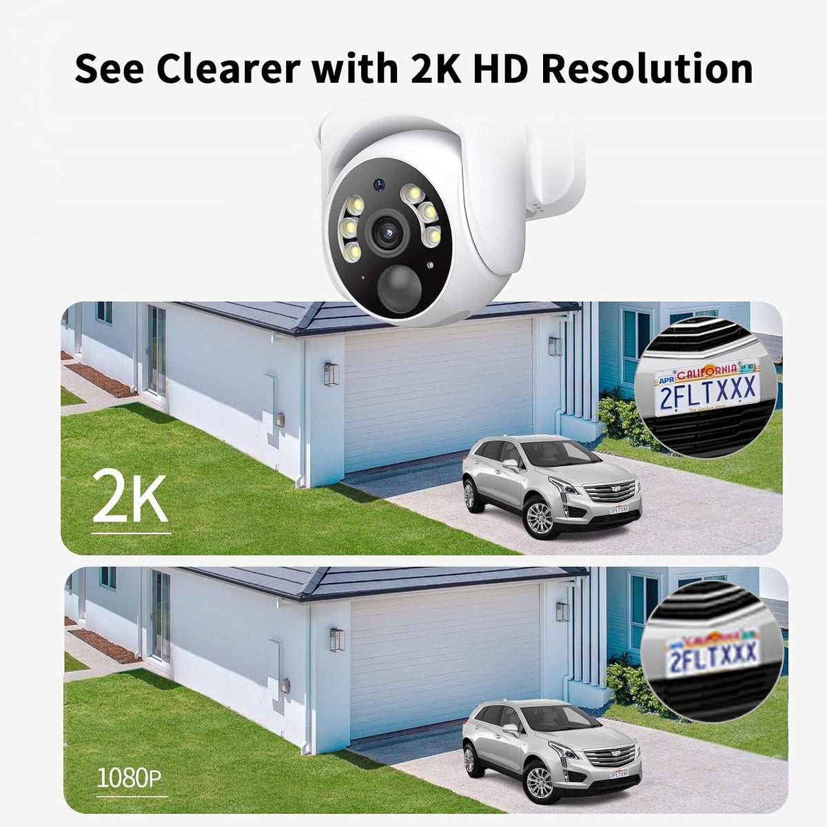 SEHMUA Cámara de seguridad solar 2K inalámbrica para exteriores, 1...