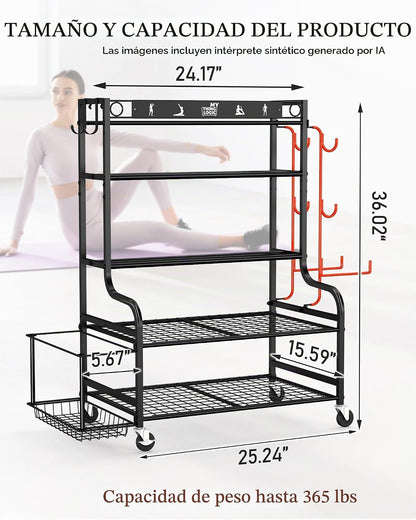 Mythinglogic Estante de gimnasio en casa para mancuernas, esterilla...