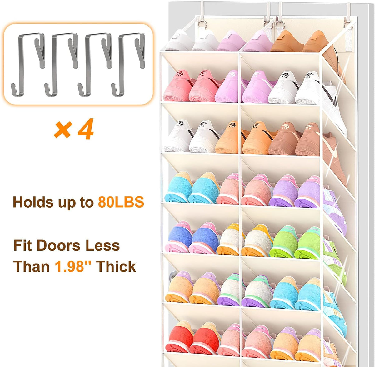 UVIAHOMI - Organizador de zapatos para puerta de 20 a 30 pares, est...